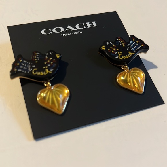 Coach Bird Heart drop Earrings NEW out of stock - Picture 4 of 9